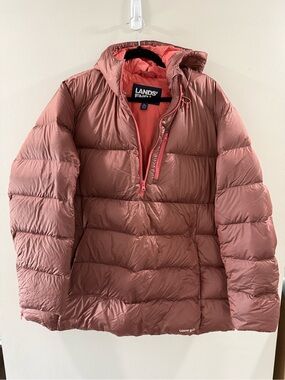 Lands' End Women's Rose-Pink Quilted Hooded Puffer